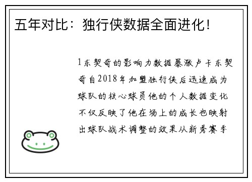 五年对比：独行侠数据全面进化！